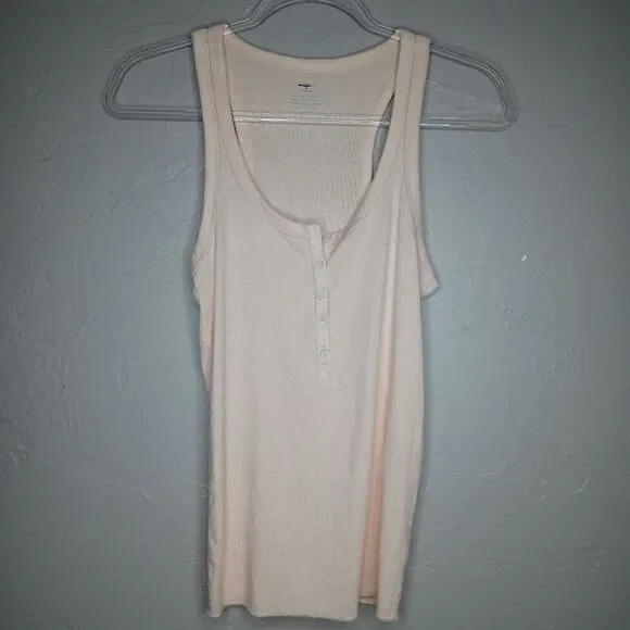 Aerie Peach Henley Ribbed Tank - Picture 4 of 8